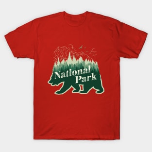 Phrase national park with bear and mountains T-Shirt